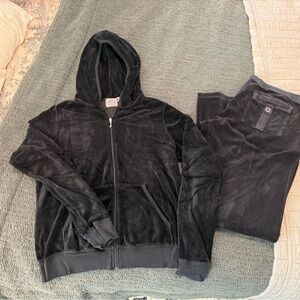 Vintage Juicy Velour Hoodie and Pants Set (1X/XL) Black